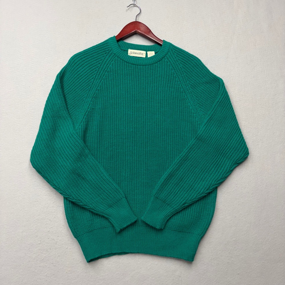 St. Johns Bay Sweater Mens L Vintage 90s Shaker Knit Crewneck Raglan Sleeve